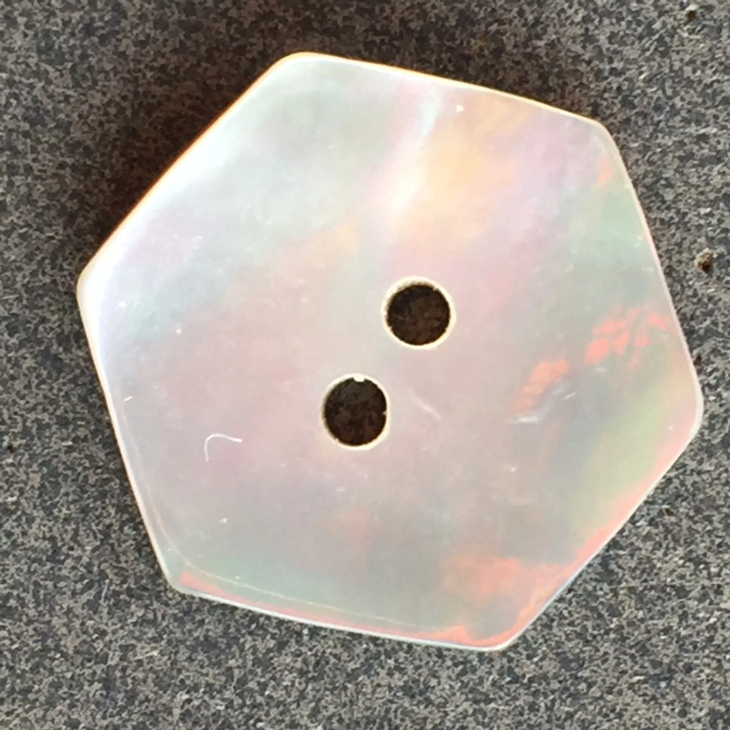 Hexagon Moonrise Mother of Pearl Buttons 1/2" / 9/16", Iridescent, Pack of 12 for $5.00  #LP-09/12