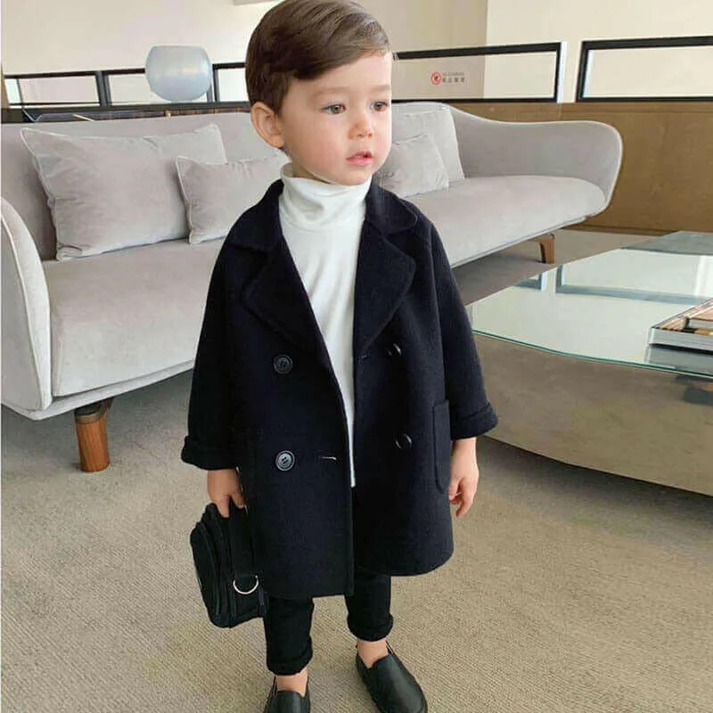 High Quality Lattice Children Coat Wool Coat For Boys Fashion