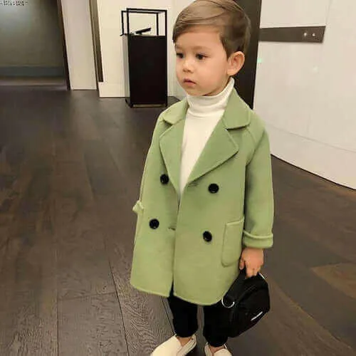 High Quality Lattice Children Coat Wool Coat For Boys Fashion