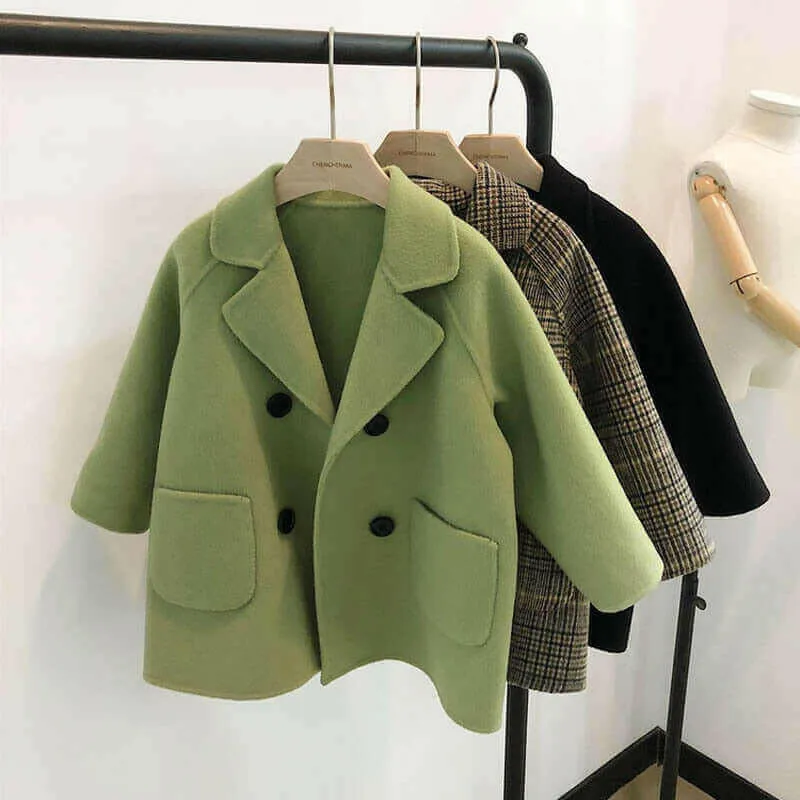 High Quality Lattice Children Coat Wool Coat For Boys Fashion