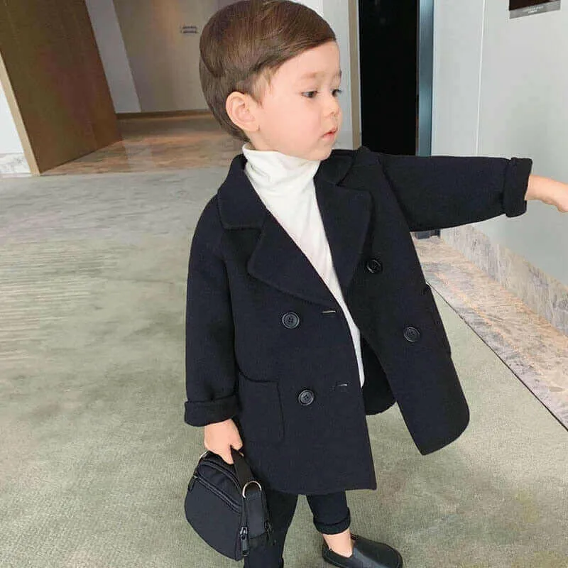 High Quality Lattice Children Coat Wool Coat For Boys Fashion