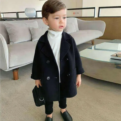 High Quality Lattice Children Coat Wool Coat For Boys Fashion