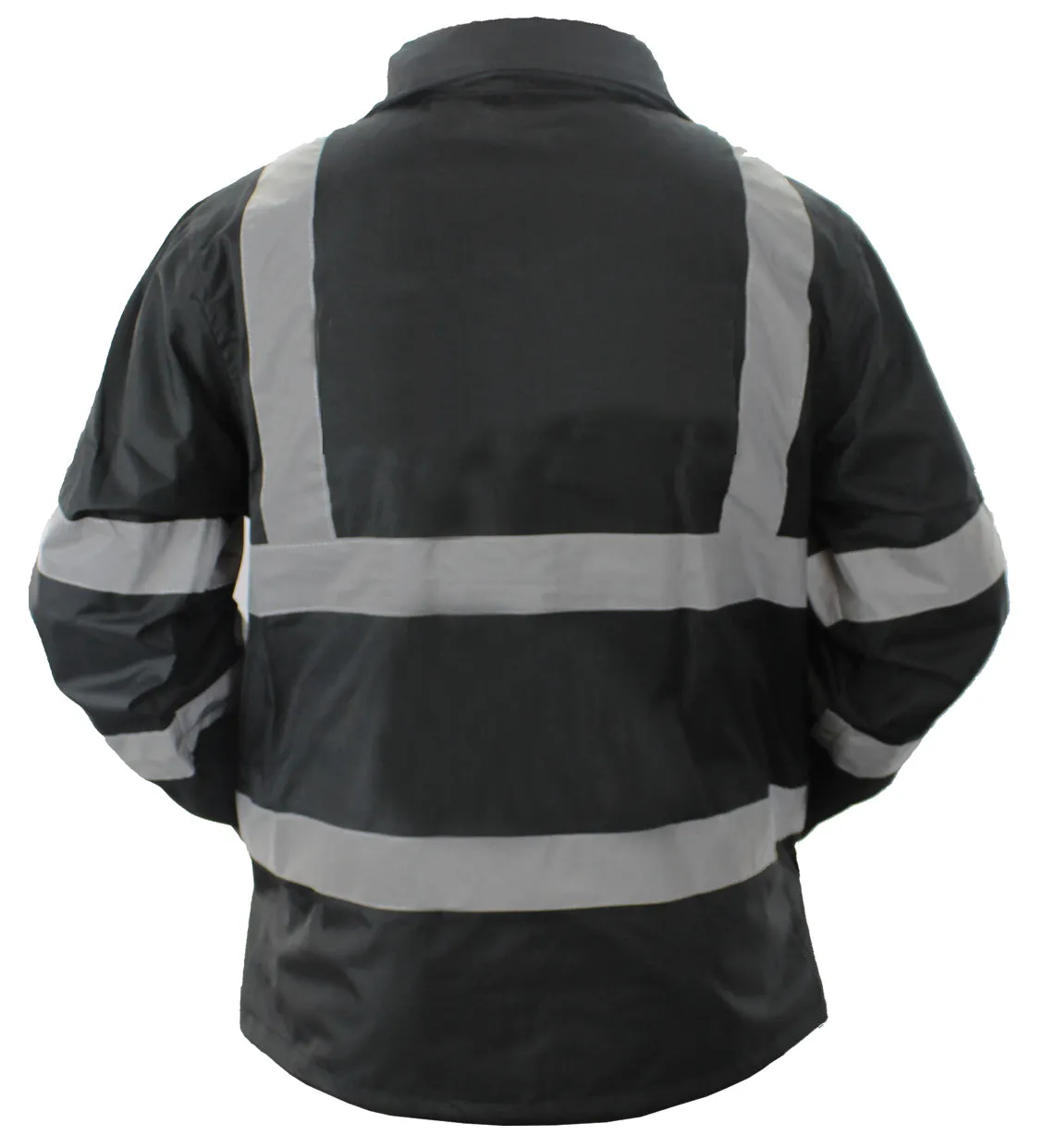 High Visibility Raincoat With Reflective Stripes (Black)