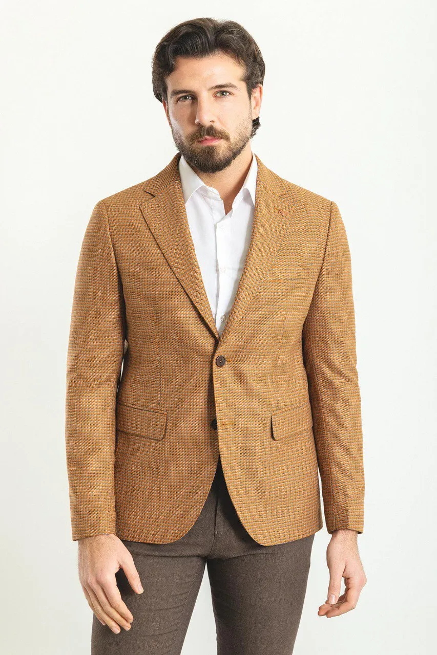 HolloMen Camel Checkered Blazer