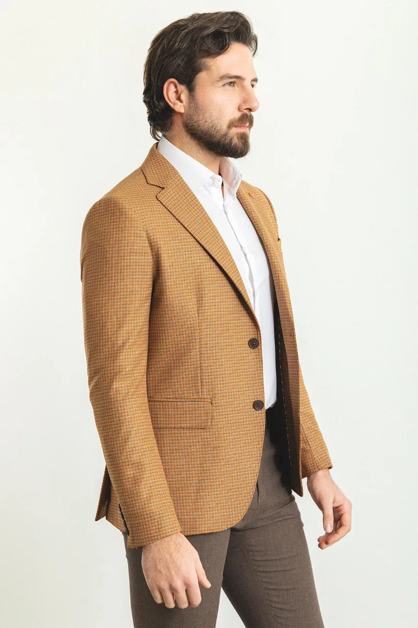 HolloMen Camel Checkered Blazer