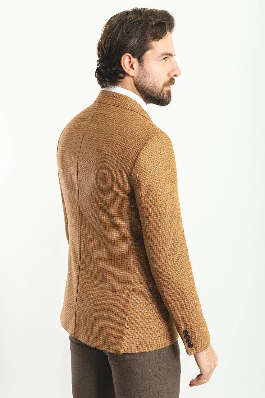 HolloMen Camel Checkered Blazer