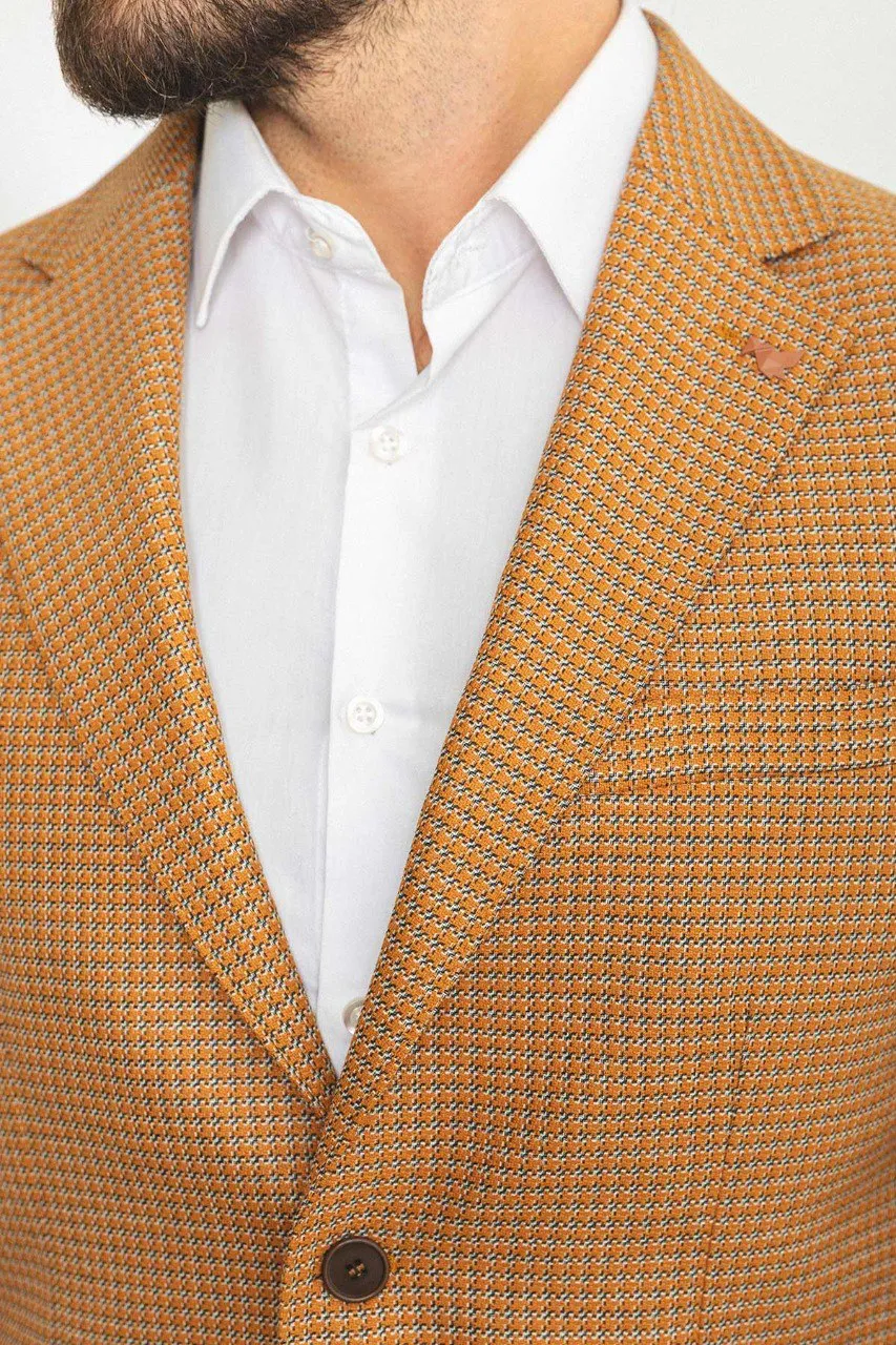 HolloMen Camel Checkered Blazer