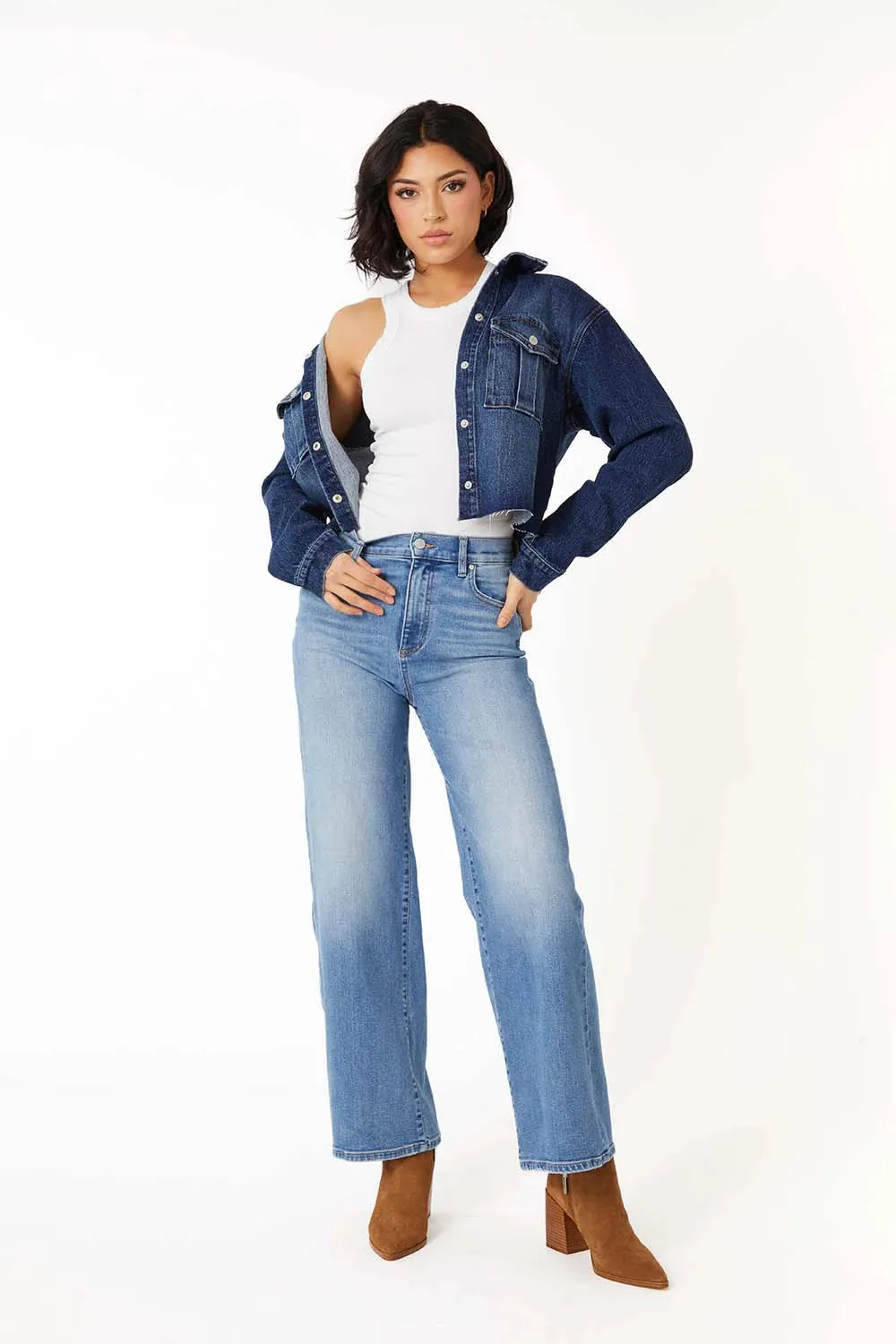 Hudson Crop Wide Leg - Cotton Blue