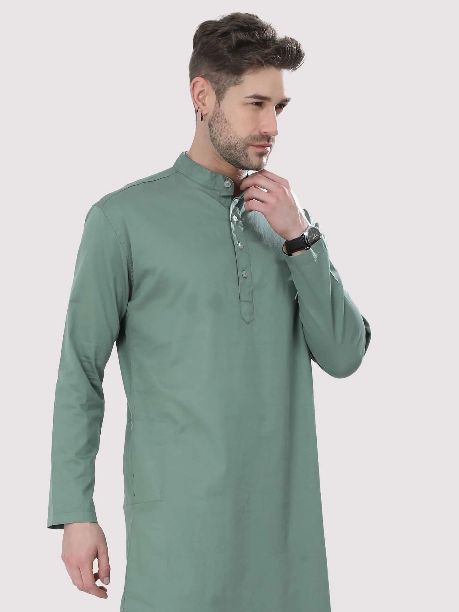 Hunter Green Solid Kurta