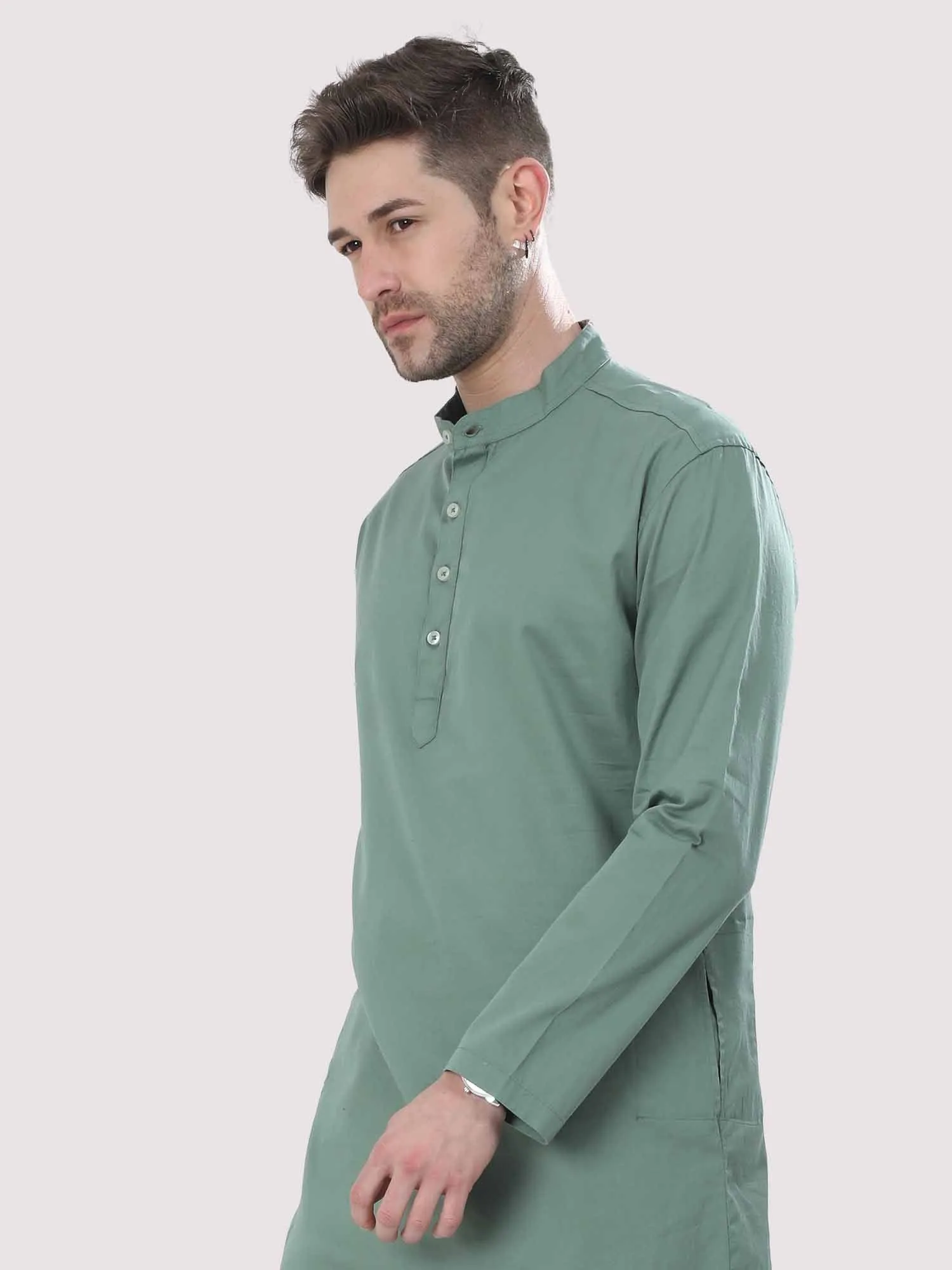 Hunter Green Solid Kurta