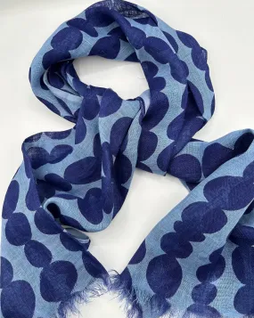 Indigo and Peri Small Totem Linen Scarf