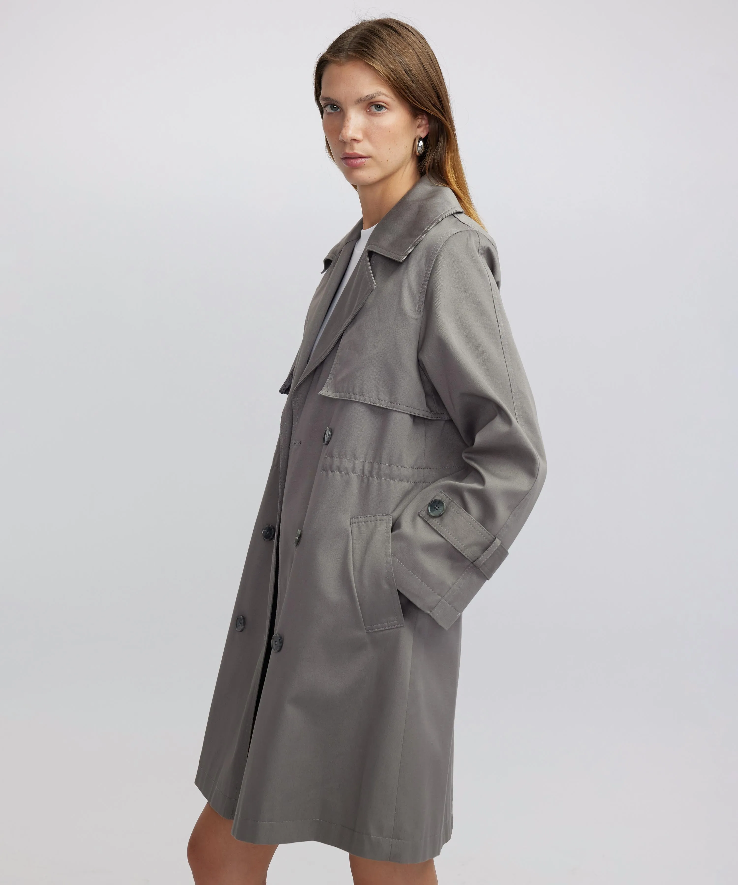 Ipekyol Buttoned Wide Collar Trench Coat Grey