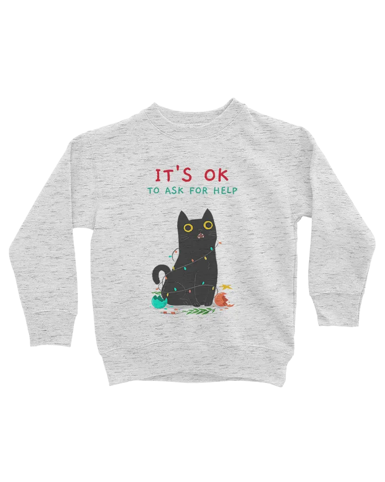 It's OK To Ask For Help (Black Cat) - Youth Sweatshirt