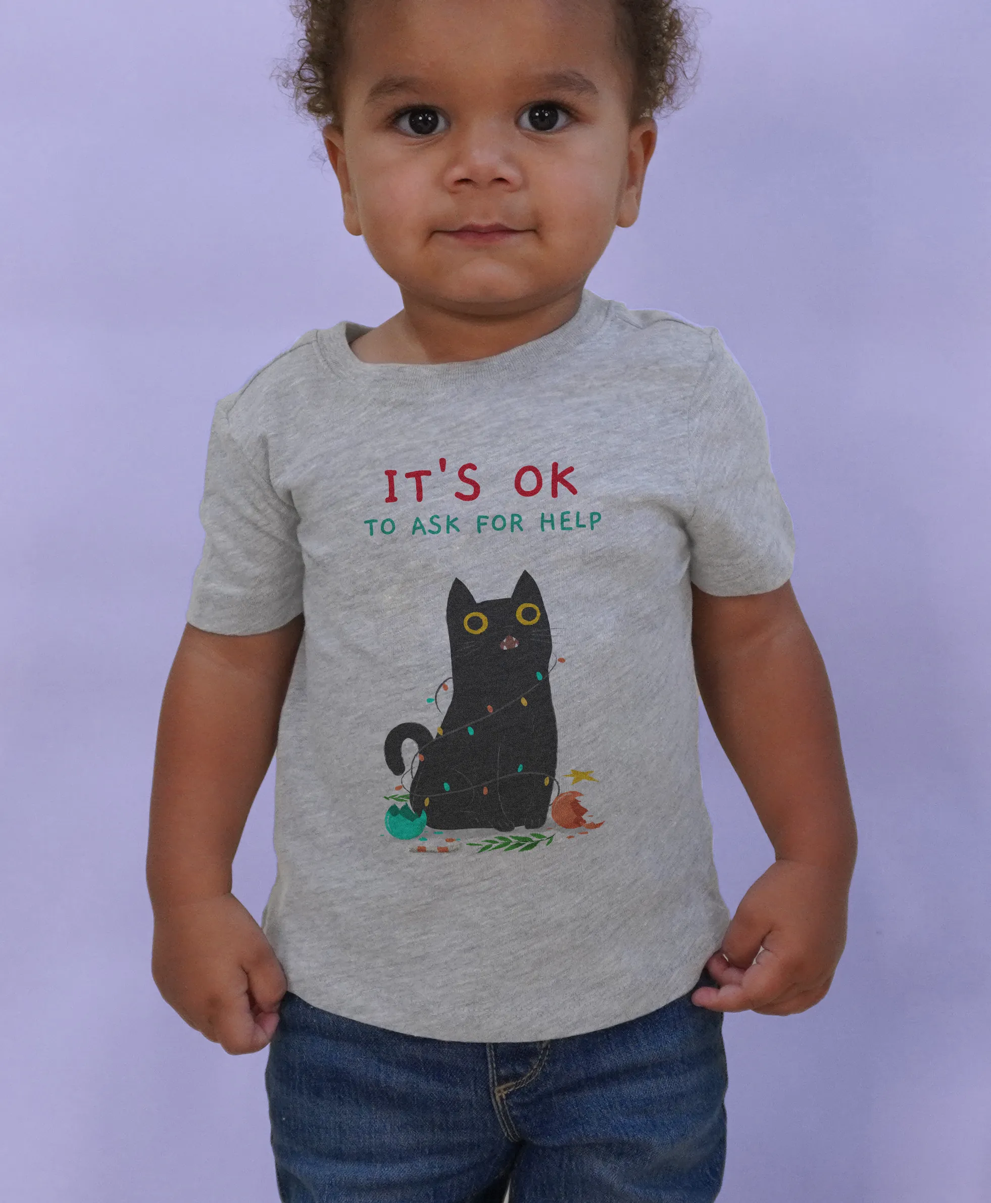 It's OK To Ask For Help (Black Cat) - Youth T-Shirt