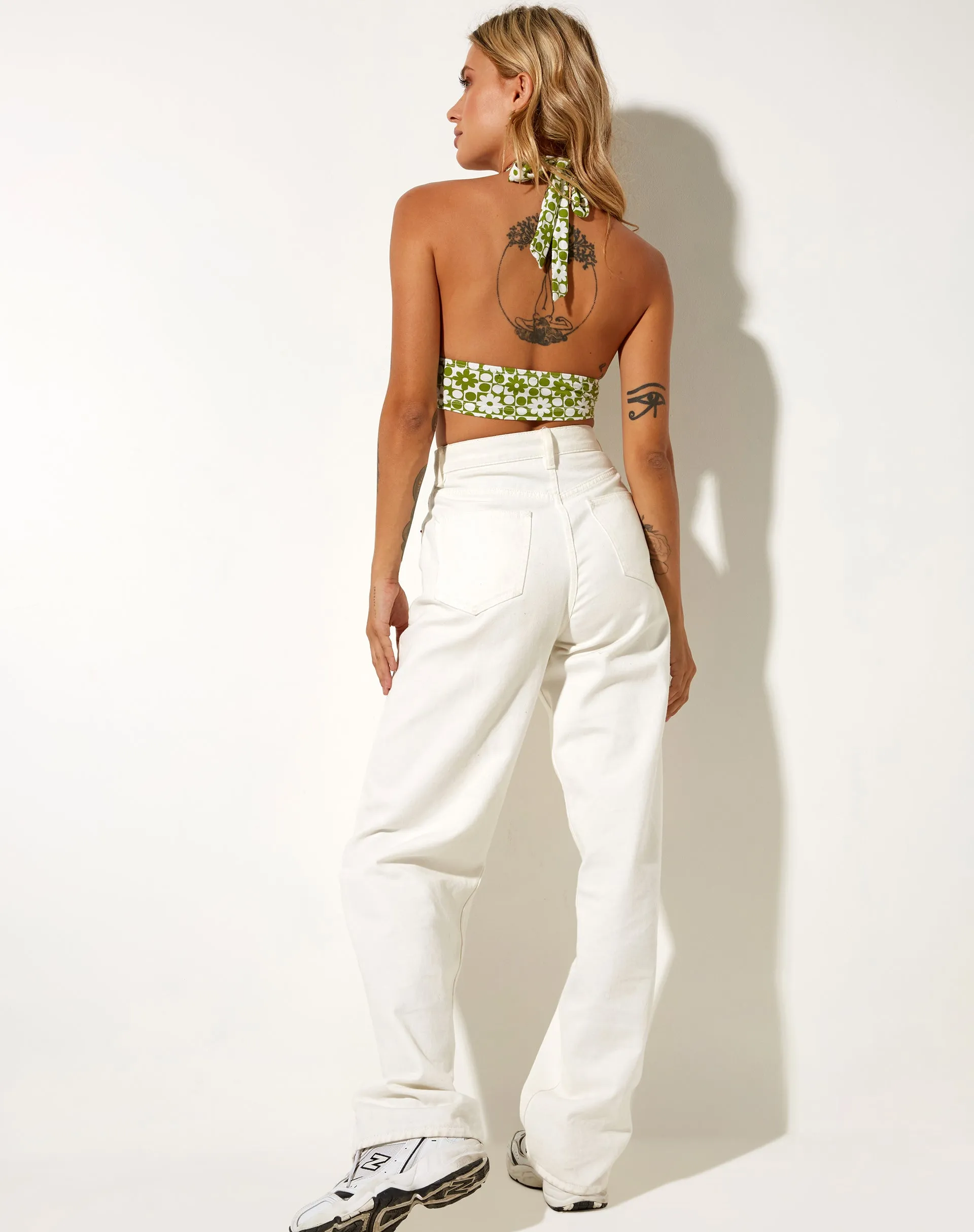 Jica Crop Top in Patchwork Daisy Green