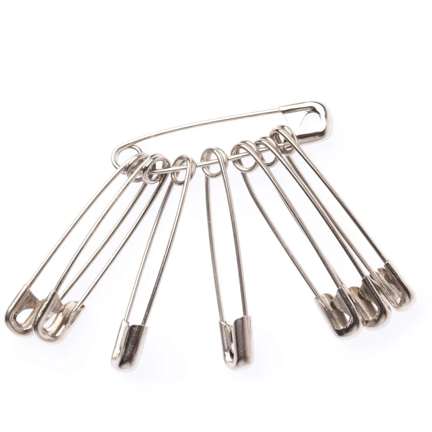 Katzco 300 Piece Safety Pins Set - Coiled Design with Nickel Plated Steel 1-3/4 Inches