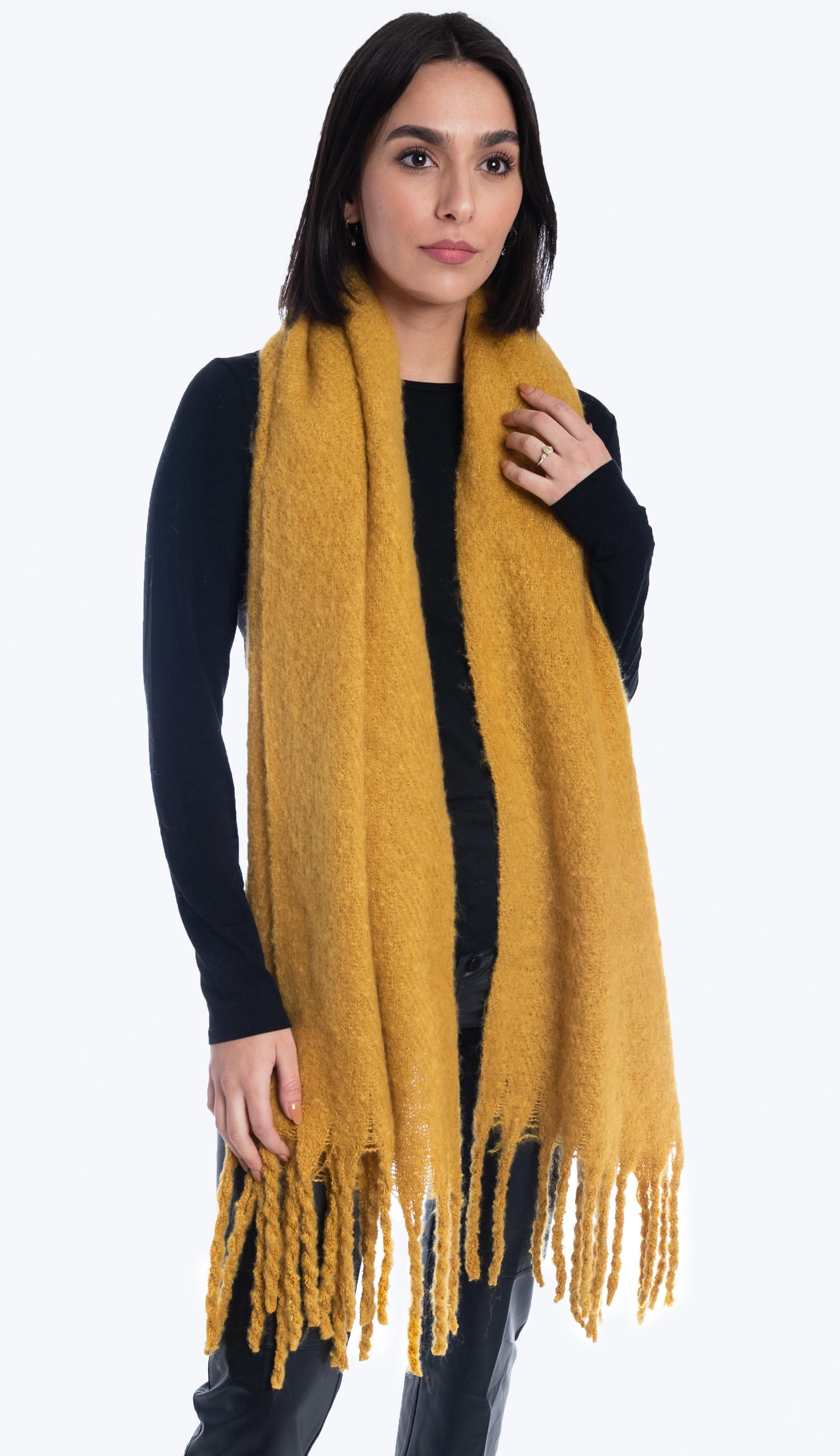 Knit Oversized Scarf  - Honey Yellow