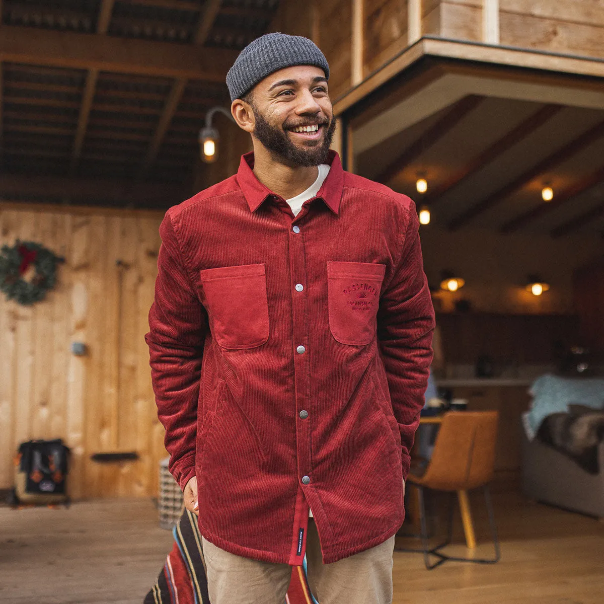 Kodiak Sherpa Lined Cord Overshirt - Russet Brown