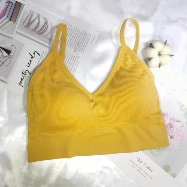 Ladies Tube Top Streetwear Sleeveless Cami Seamless Sports Lingerie Tee Bra Crop Top Bandeau Top Bralette