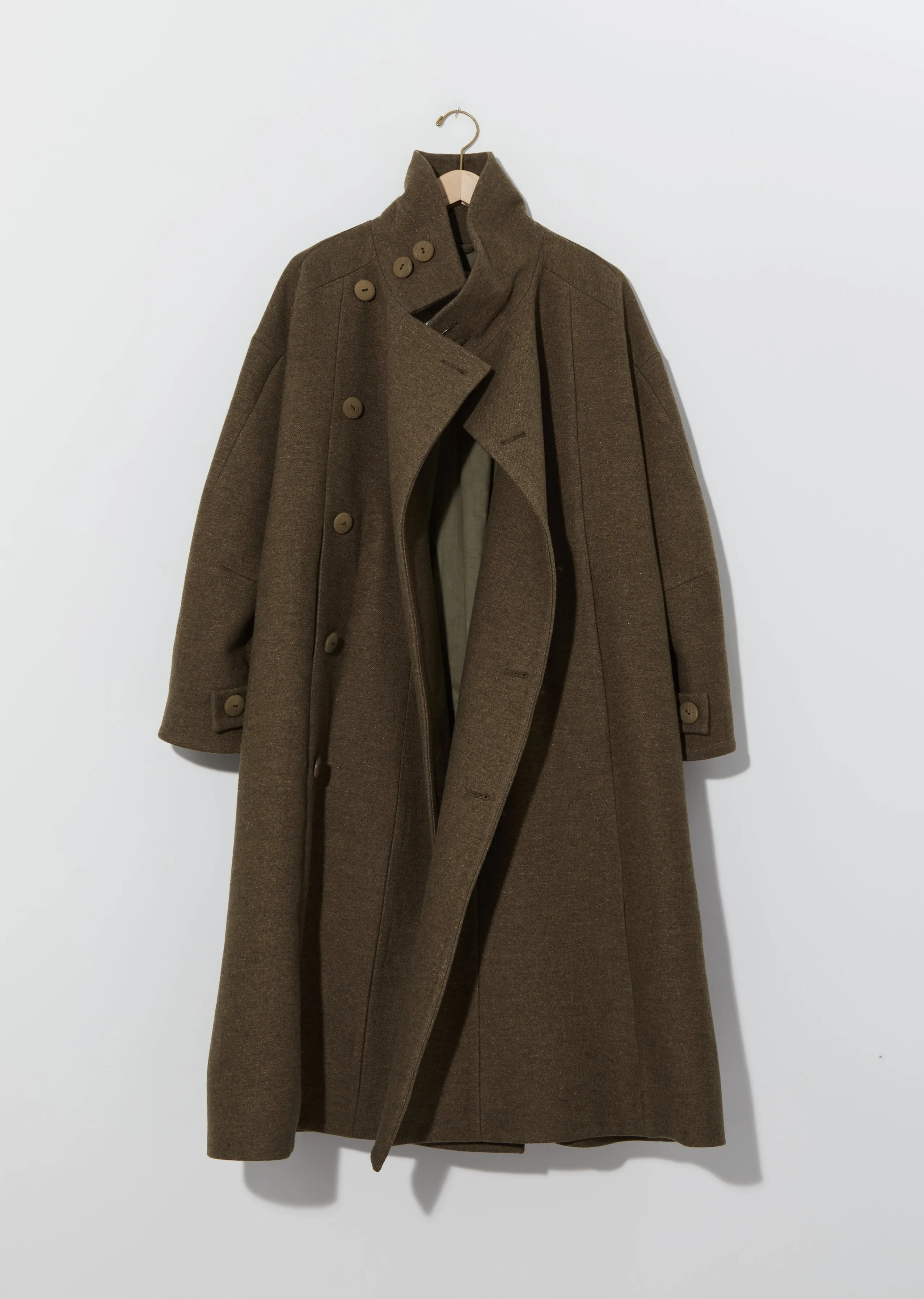 Lambswool Felt Fencer Coat — Khaki