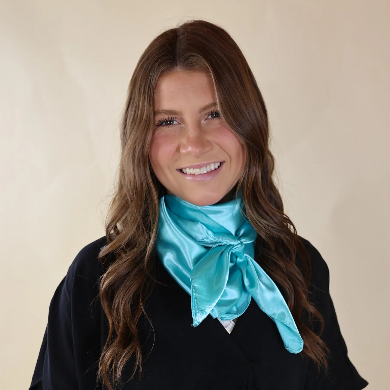 Last Chance | Solid Colored Poly Scarf in Light Turquoise