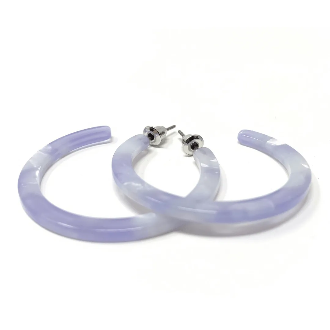 Light Purple Marbled Resin Hoop Earrings