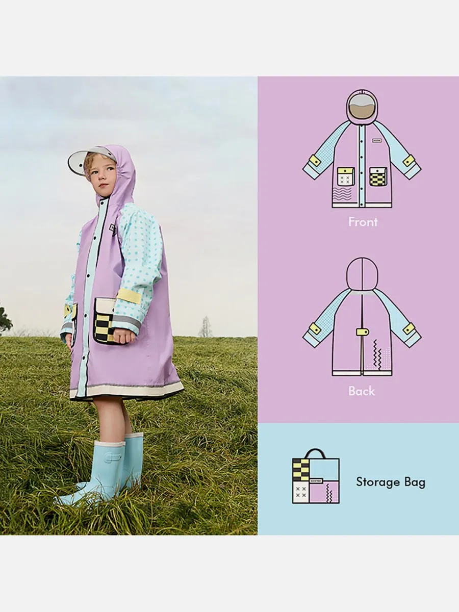 Little Surprise Box Bold geometric print Lilac & Light blue Raincoat for Kids