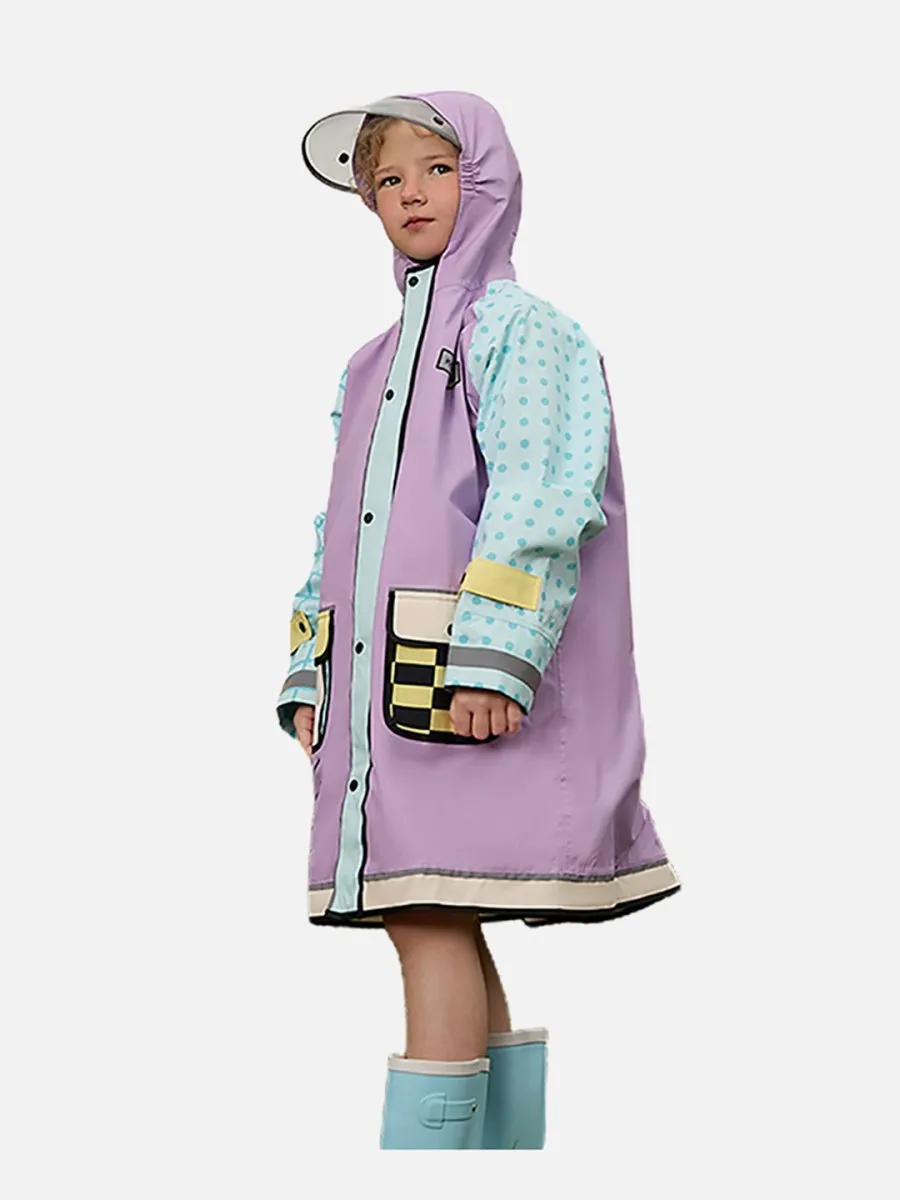 Little Surprise Box Bold geometric print Lilac & Light blue Raincoat for Kids