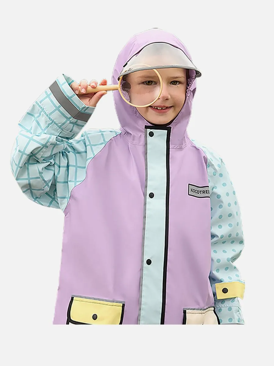 Little Surprise Box Bold geometric print Lilac & Light blue Raincoat for Kids