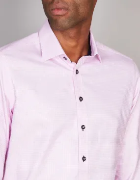 Long Sleeve Business Shirt - Super Fine Micro Check - Pink