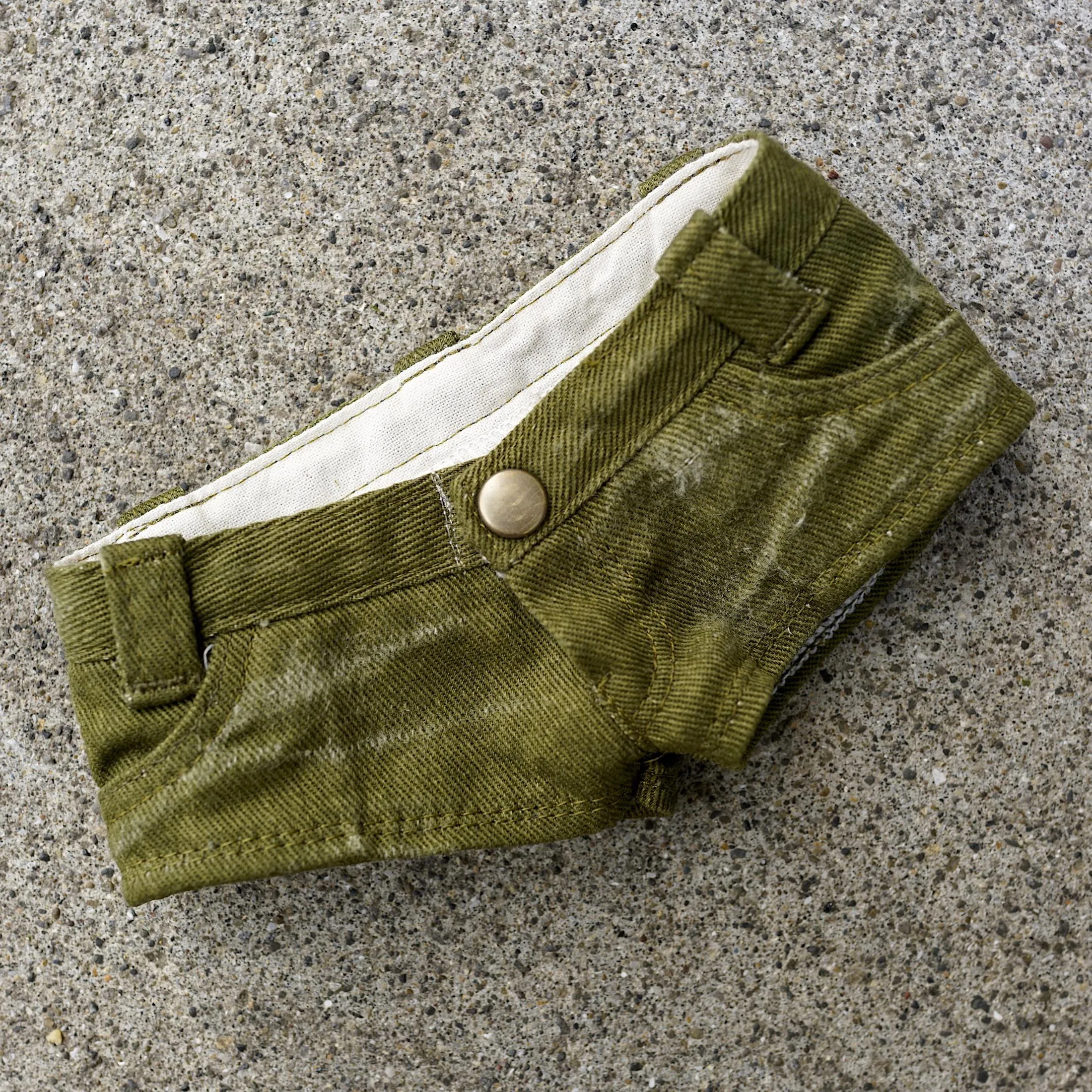 Low Rise Short Jeans (Worn Khaki Green)