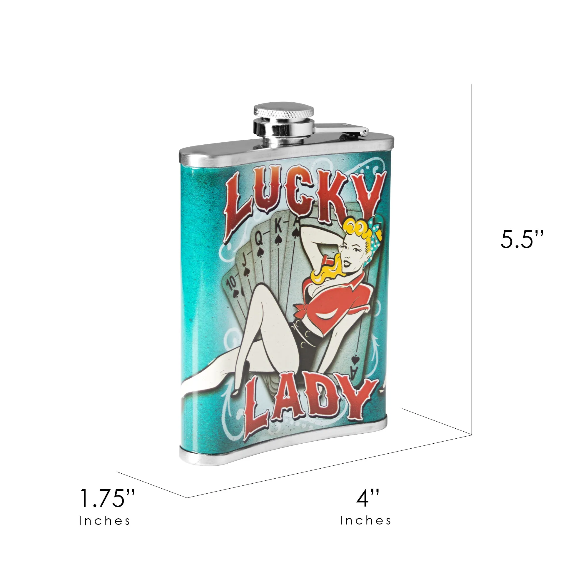 Lucky Lady Stainless Steel 8 oz Liquor Flask