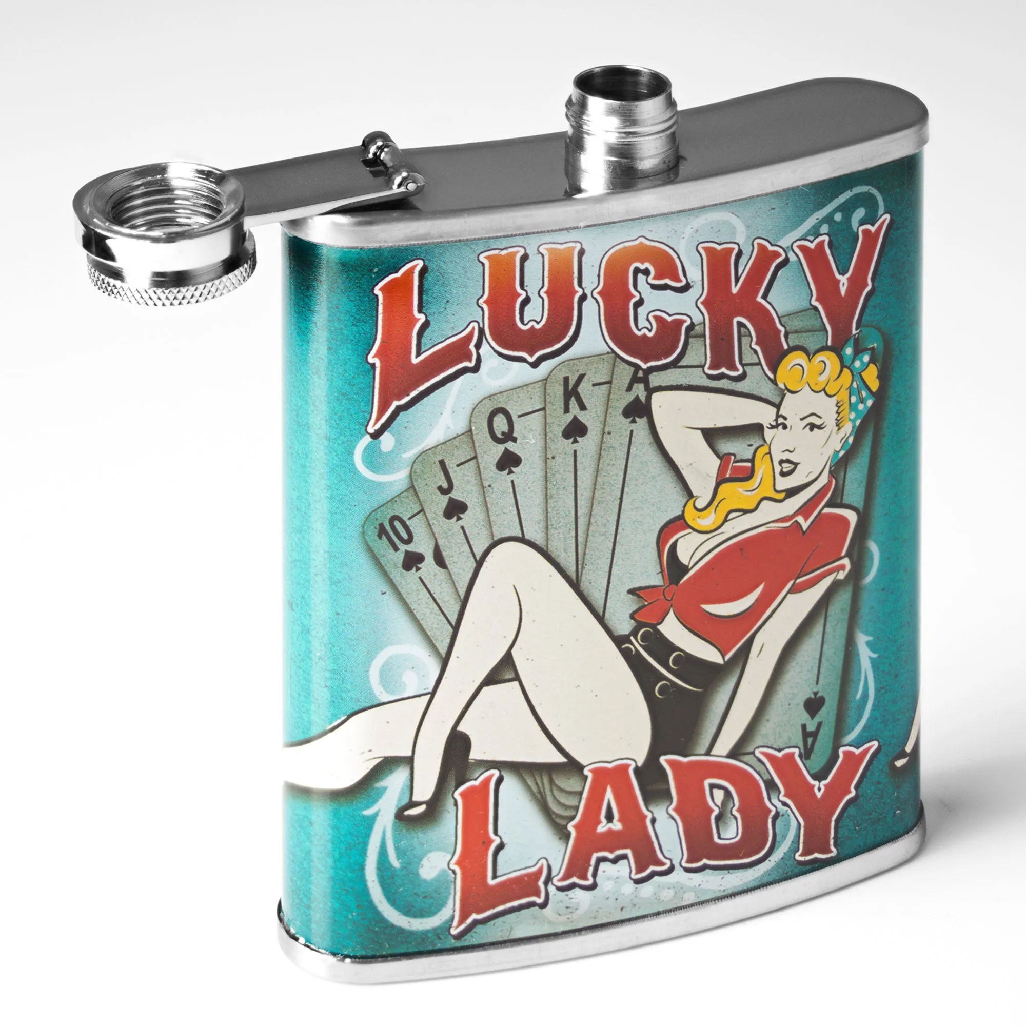 Lucky Lady Stainless Steel 8 oz Liquor Flask