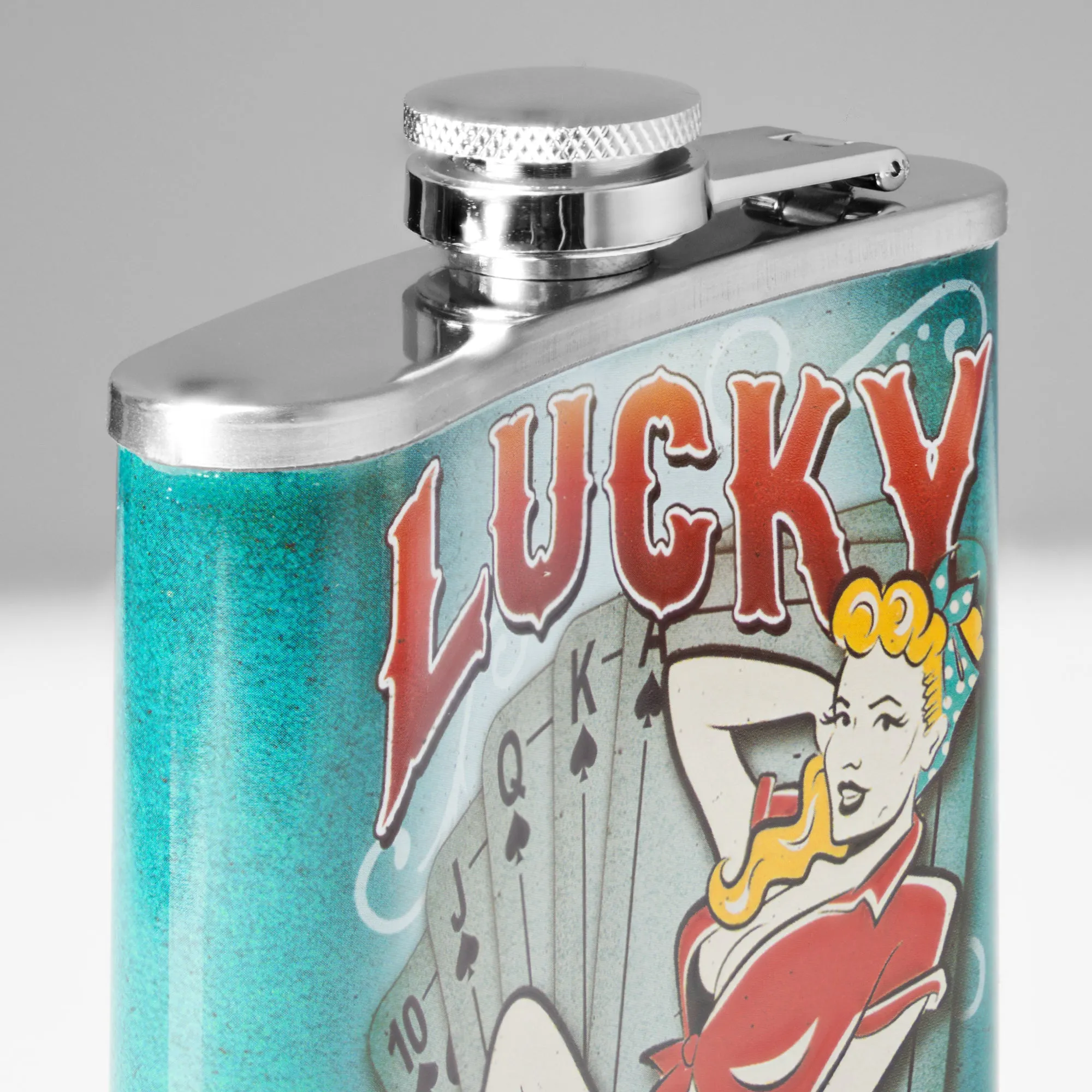 Lucky Lady Stainless Steel 8 oz Liquor Flask