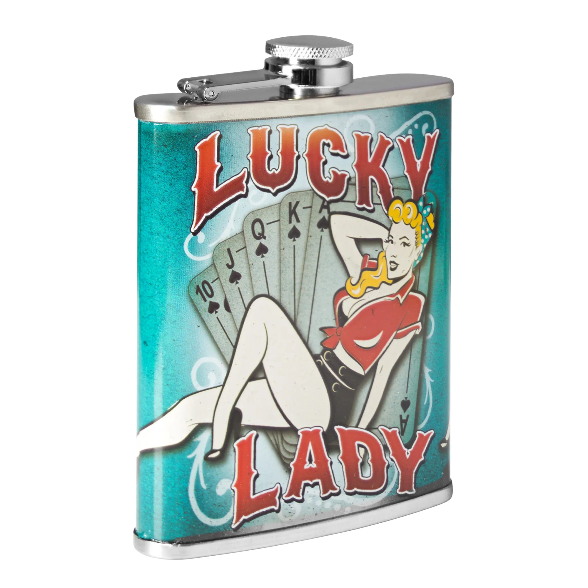 Lucky Lady Stainless Steel 8 oz Liquor Flask