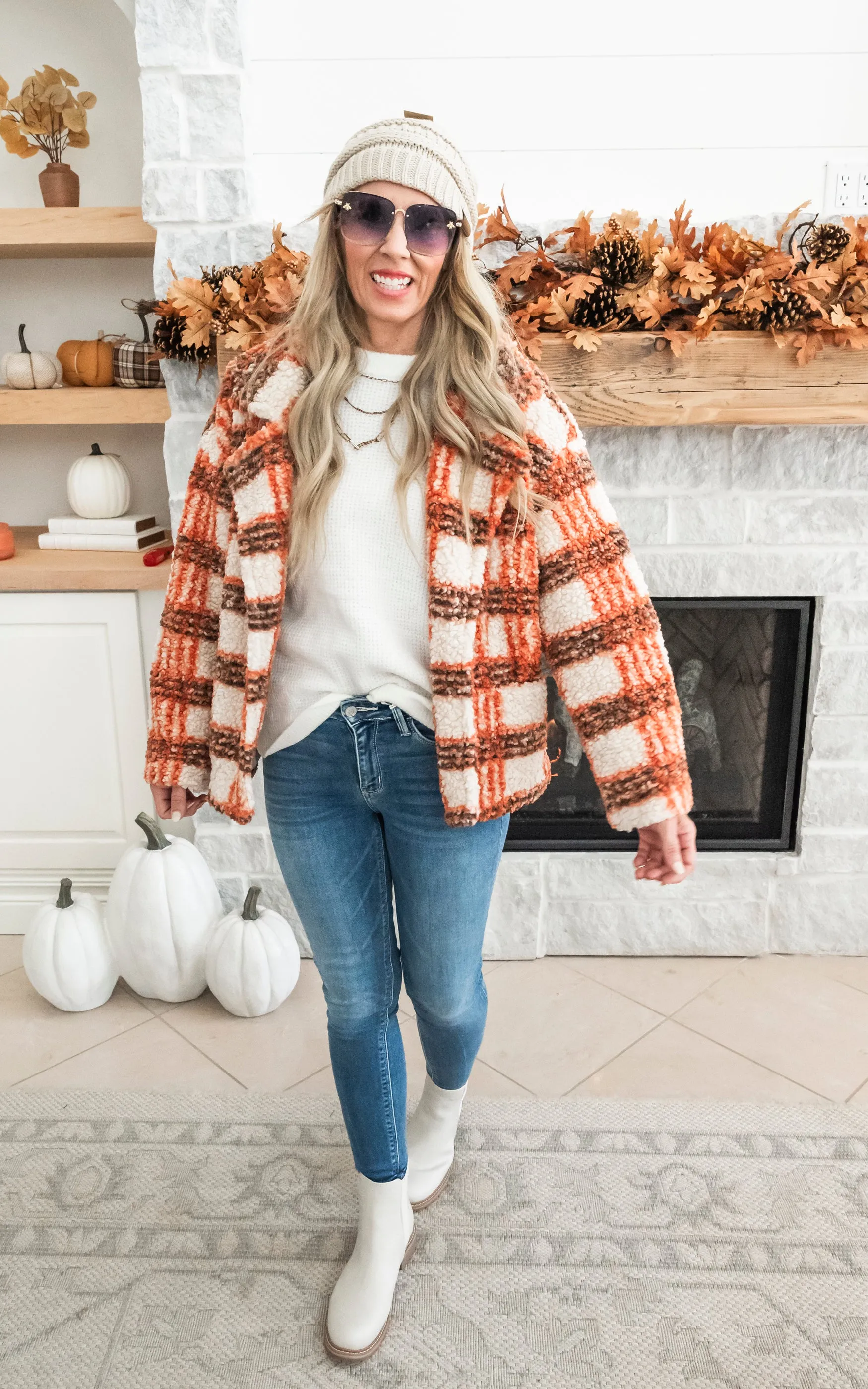 Make it Count Rust Plaid Sherpa Jacket - Final Sale