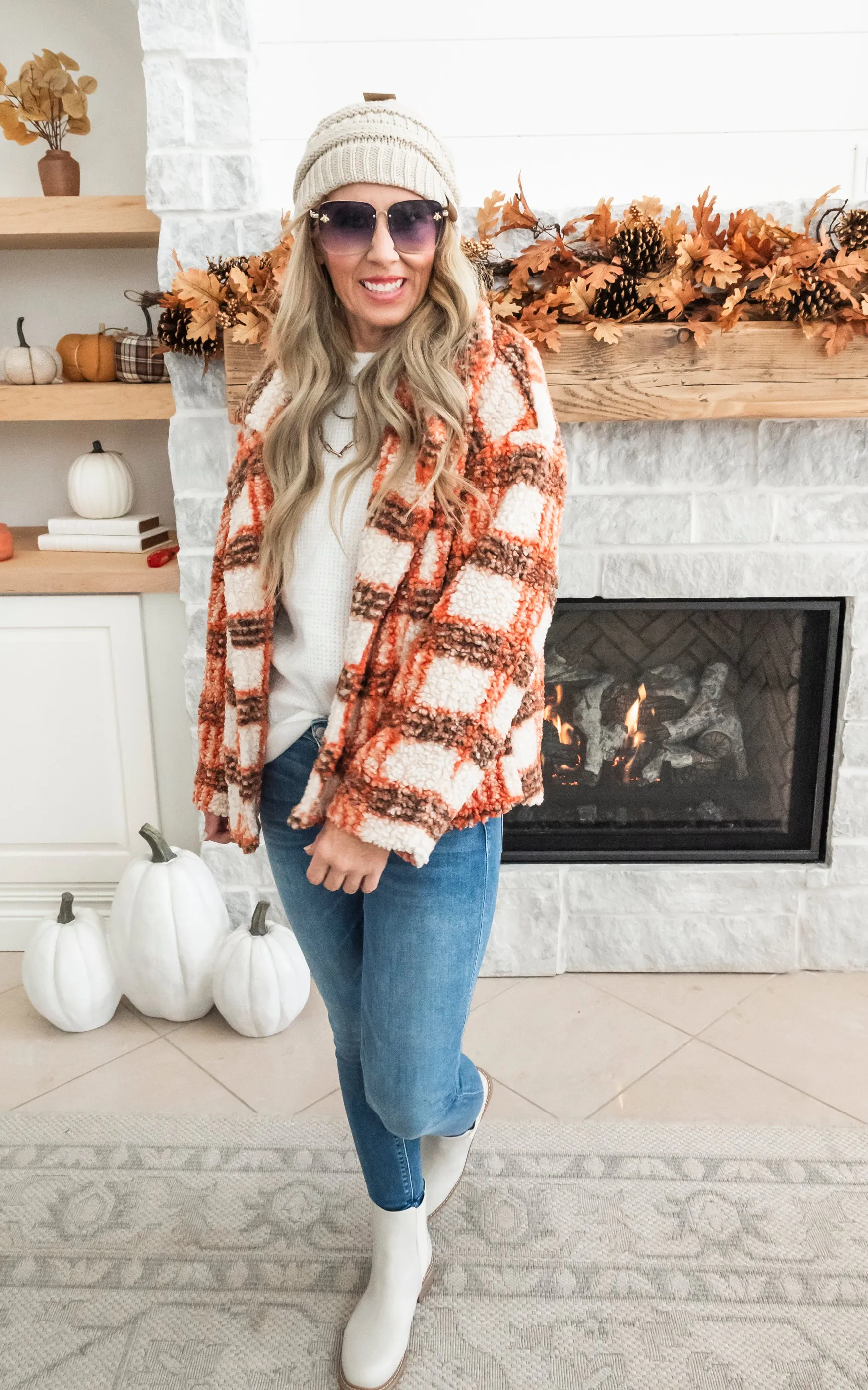 Make it Count Rust Plaid Sherpa Jacket - Final Sale