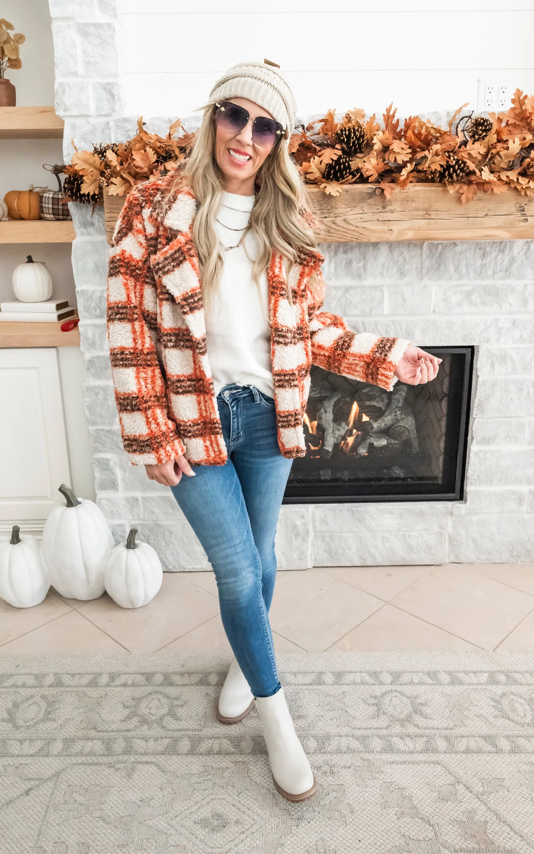 Make it Count Rust Plaid Sherpa Jacket - Final Sale