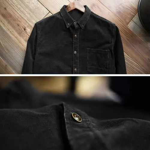 Men Casual Corduroy Loose Coat Shirts