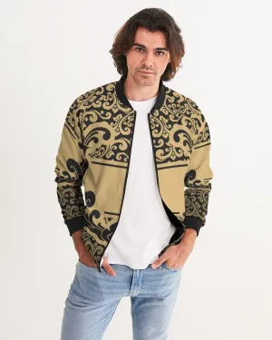 Mens Jacket - Edgy Vintage Bomber Jacket Black/Beige