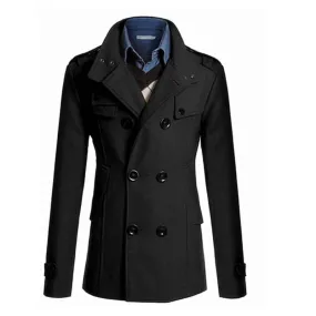 Men's Jackets Woolen Jacket Overcoat Double Breasted Winter Coat