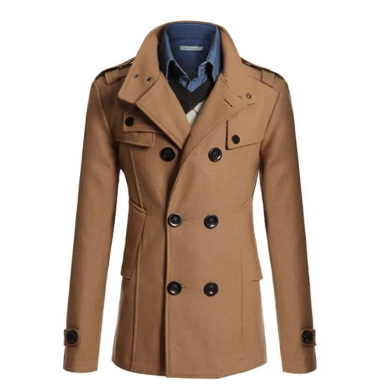 Men's Jackets Woolen Jacket Overcoat Double Breasted Winter Coat