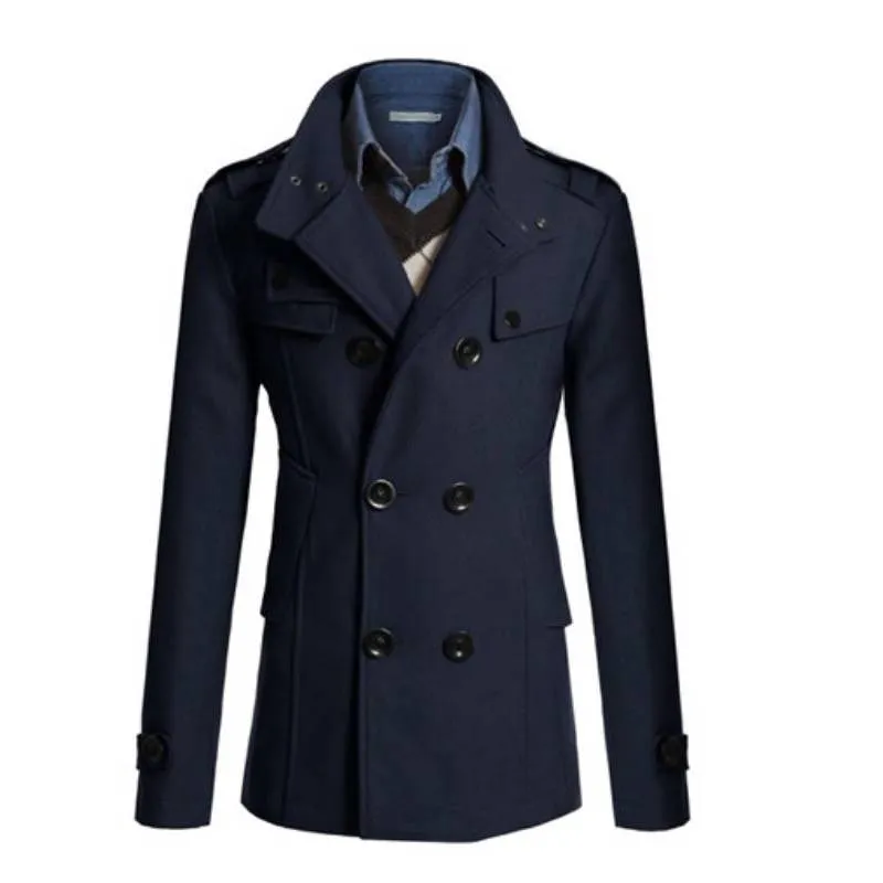 Men's Jackets Woolen Jacket Overcoat Double Breasted Winter Coat