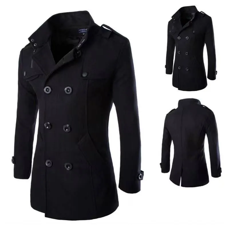 Men's Jackets Woolen Jacket Overcoat Double Breasted Winter Coat