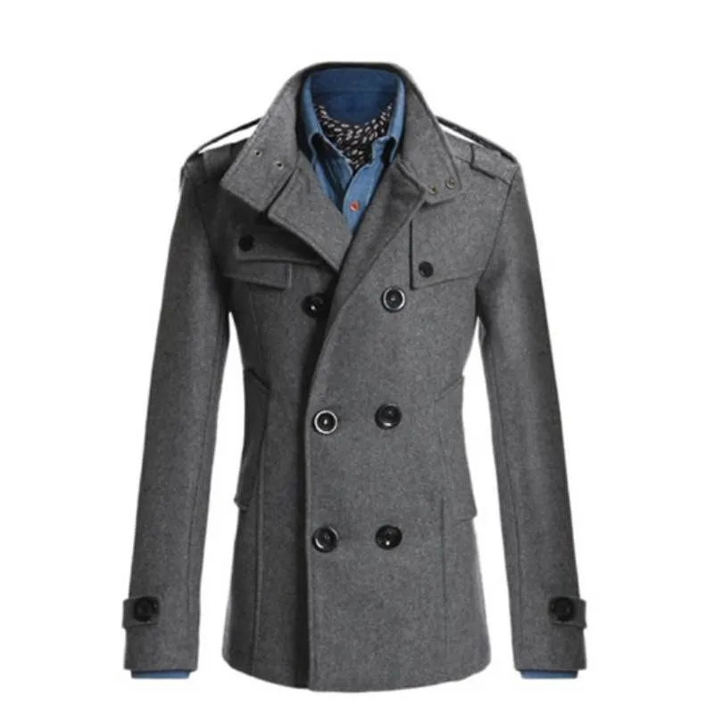 Men's Jackets Woolen Jacket Overcoat Double Breasted Winter Coat