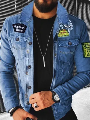 Men's Plush Style Thickened Denim Outer Jacket