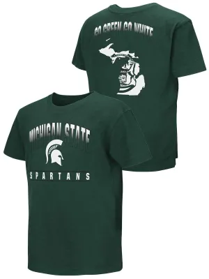 Michigan State Spartans Colosseum YOUTH BOYS Green Go Green Go White T-Shirt