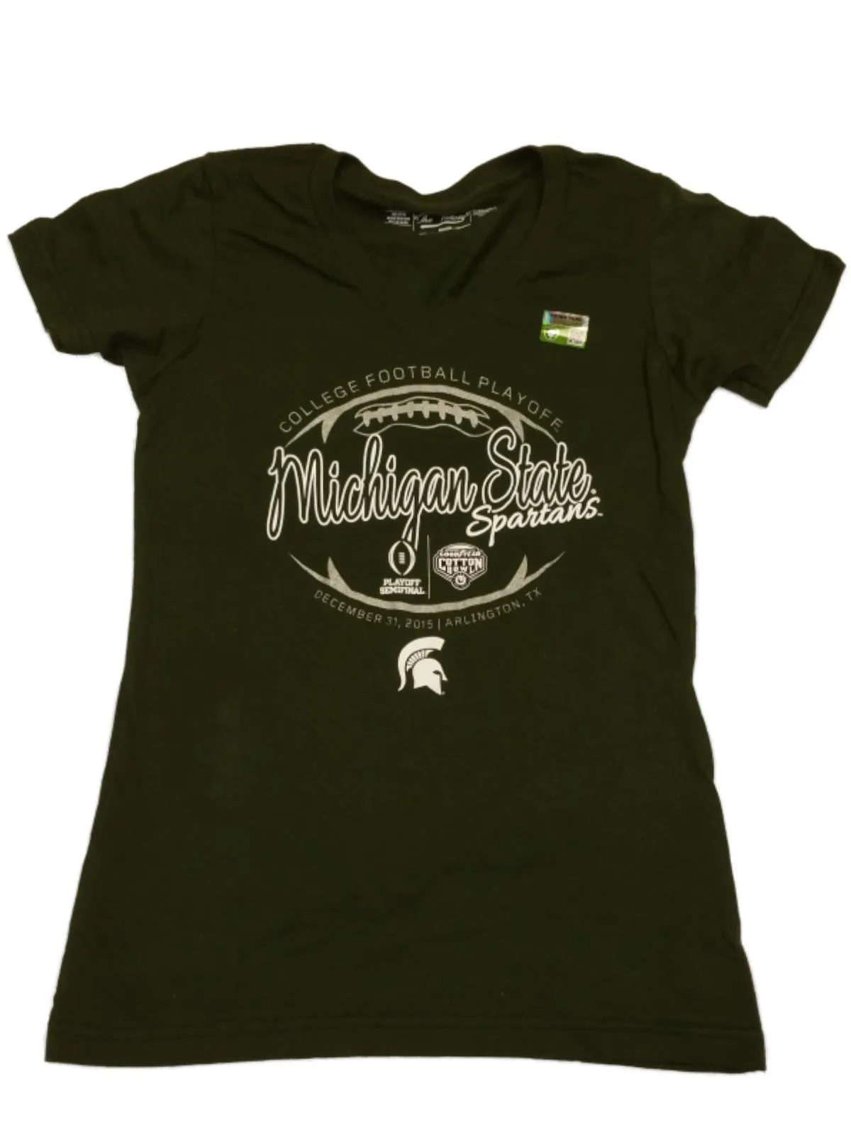 Michigan State Spartans Football The Victory WOMENS Green SS V-Neck T-Shirt (M)