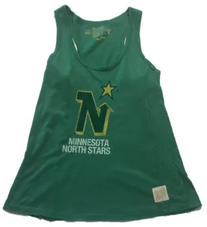 Minnesota North Stars Retro Brand Women's Green Soft Cotton Racerback Tank Top