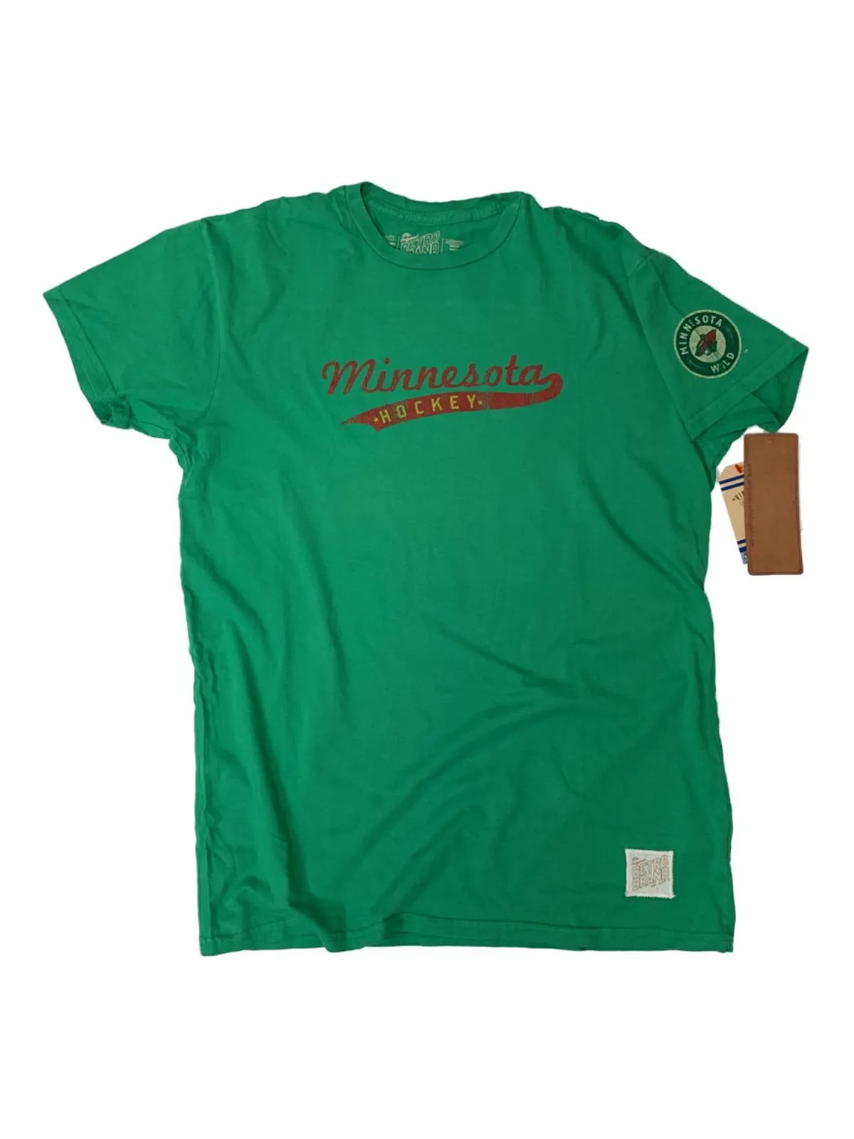 Minnesota Wild Retro Brand Green Hockey Short Sleeve Crew T-Shirt (M)